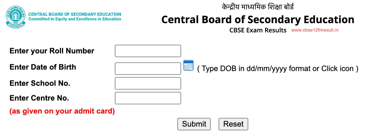 CBSE 12th Result Check